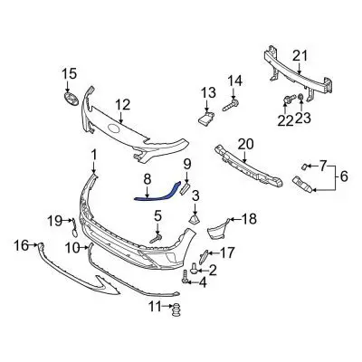 HY1046123 Front Driver Side Bumper Cover Molding