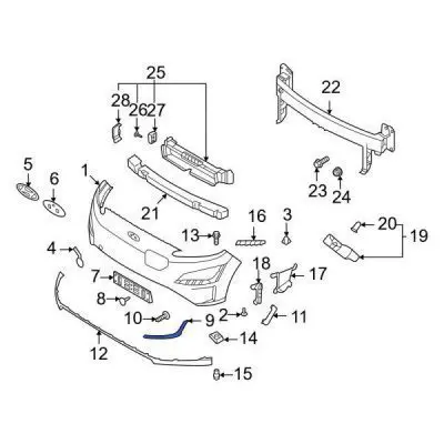 HY1046128 Front Driver Side Bumper Cover Molding