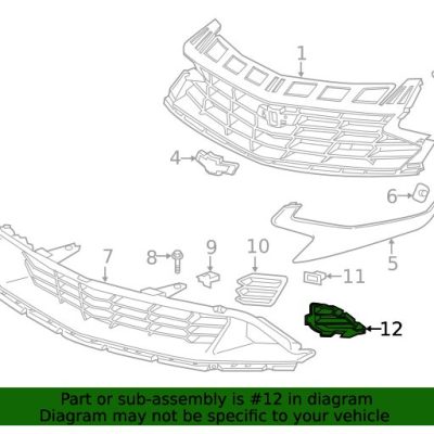 GM1039269 Front Bumper Grille Passenger Side