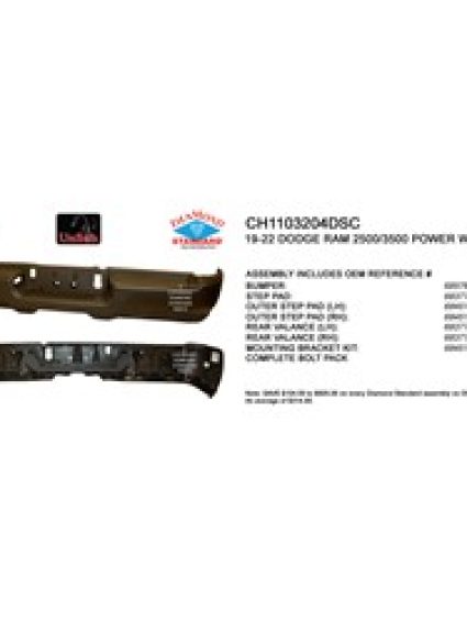 CH1103204DSC Rear Bumper Assembly
