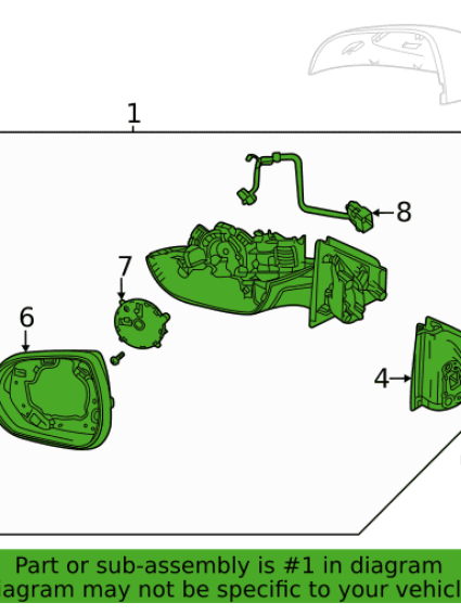 GM1321673 Mirror Power Passenger Side Heated