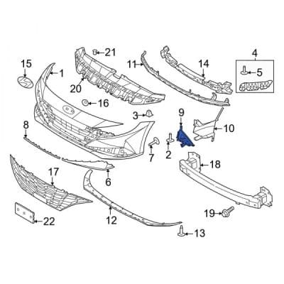HY1038184 Driver Side Front Bumper Grille