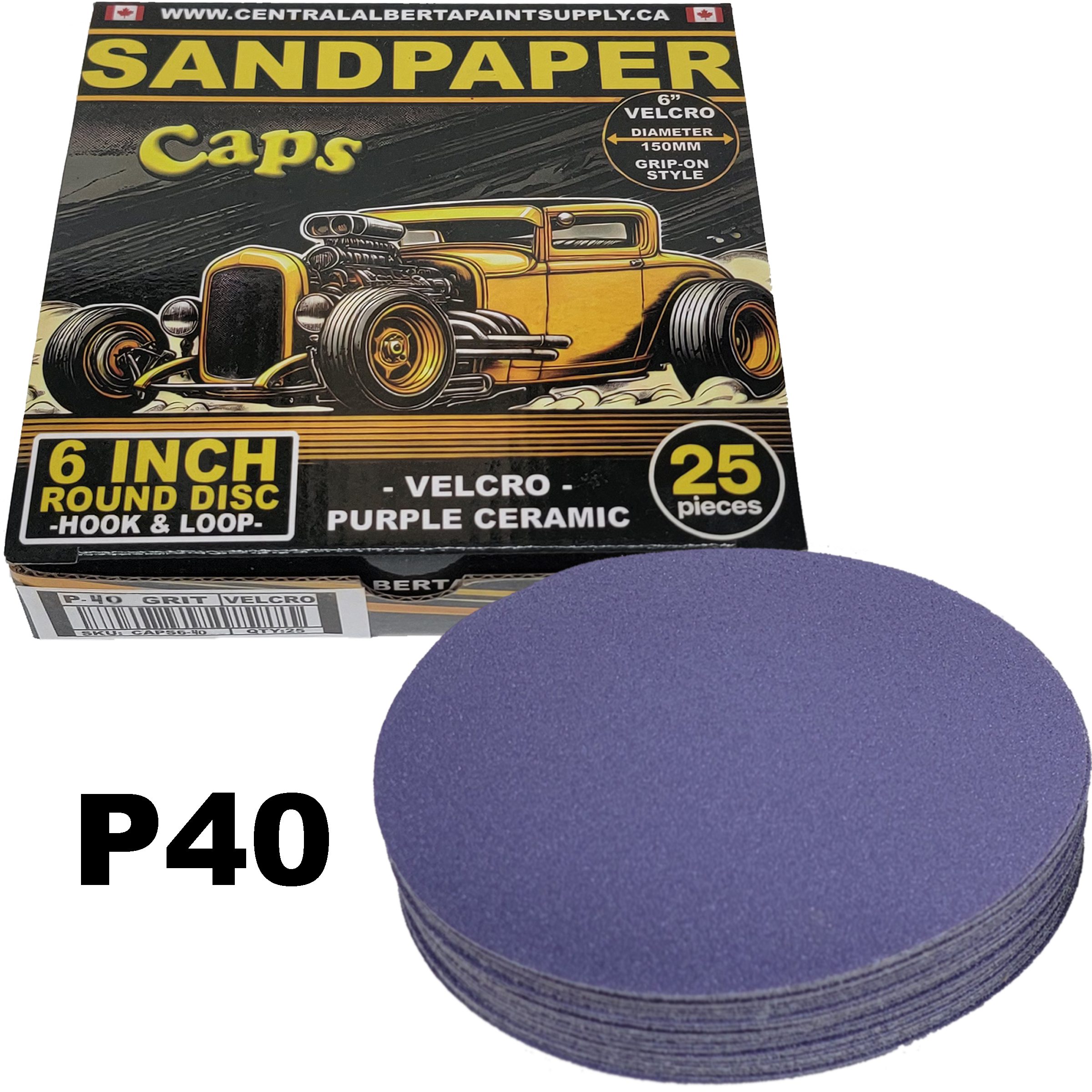 6-Inch Round Sandpaper Discs Premium 40 Grit Velcro