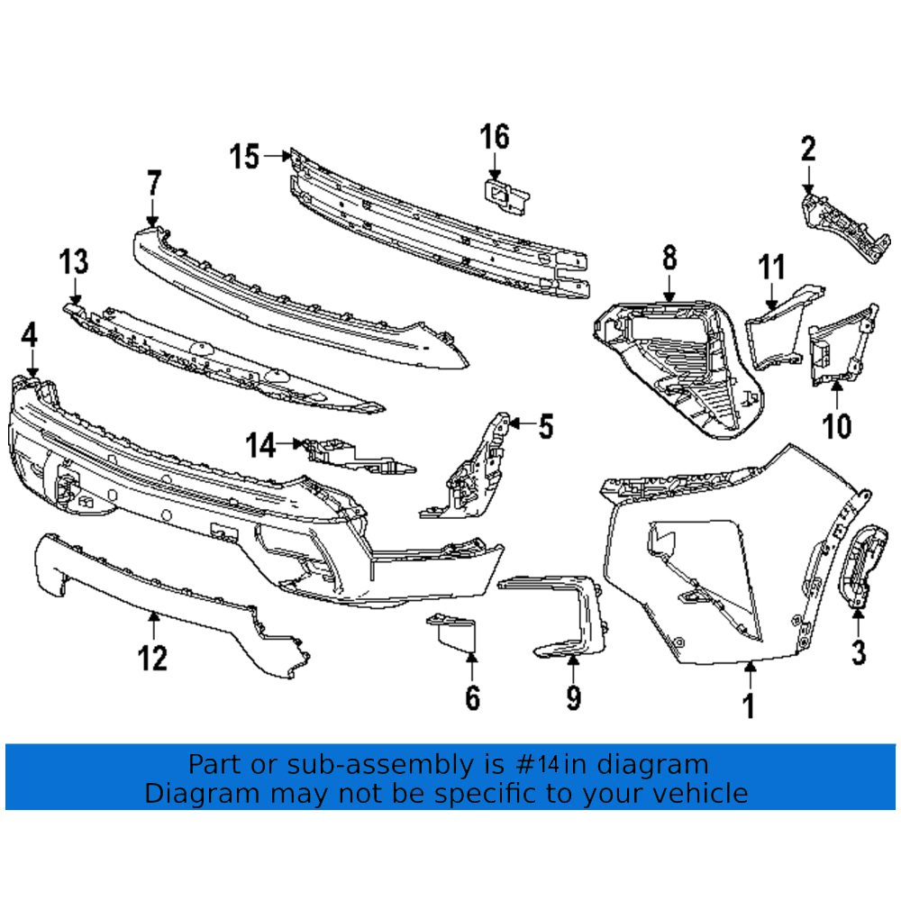 GM1043203 Passenger Side Front Bumper Bracket Cover Support